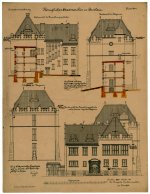 Stary projekt dawnej siedziby wrocławskiego archiwum przy Placu Grunwaldzkim.