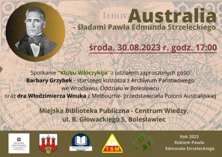 Jasnobrązowa grafika informacyjna z tytułem wydarzenia oraz krótkim opisem, datą i miejscem. W lewym górnym rogu okrągły portret mężczyzny w średnim wieku ubranego we frak. U dołu logotypy organizatorów spotkania.