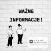 Czarno-biały plakat informacyjny. Zawiera napis "Ważne informacje".